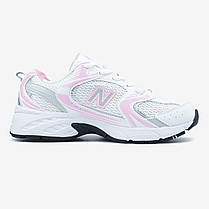 Жіночі кросівки New balance 530 White Silver Pink Нью Беленс 530 Білі з рожевим текстиль шкіра весна літо, фото 2