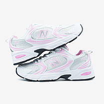 Жіночі кросівки New balance 530 White Silver Pink Нью Беленс 530 Білі з рожевим текстиль шкіра весна літо, фото 4