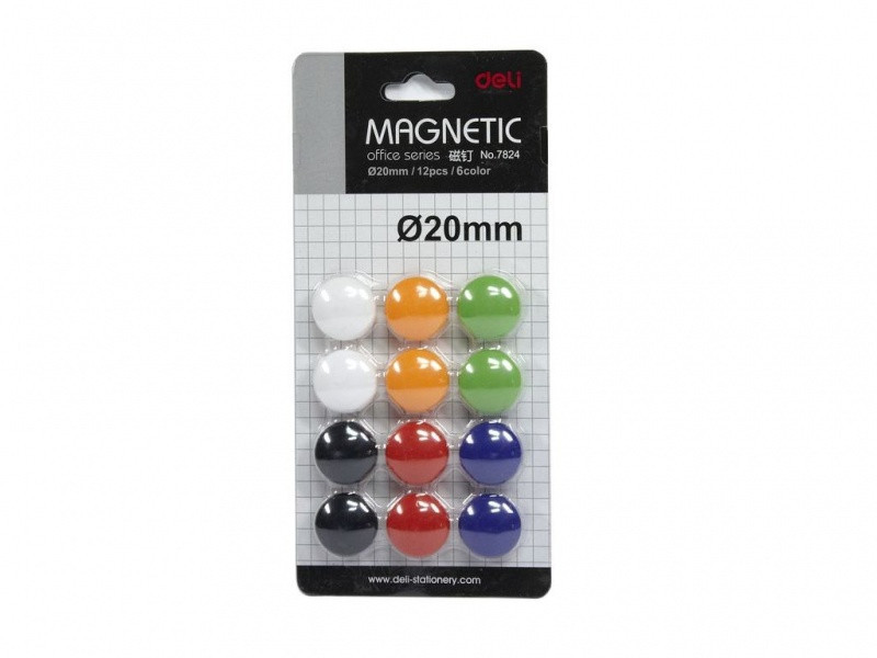 Набір магнітів Deli 7824Е 12 штук, d=20 мм