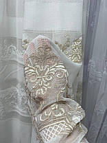 Тюль льон з вишивкою заввишки 2,9 м.кремова, фото 3