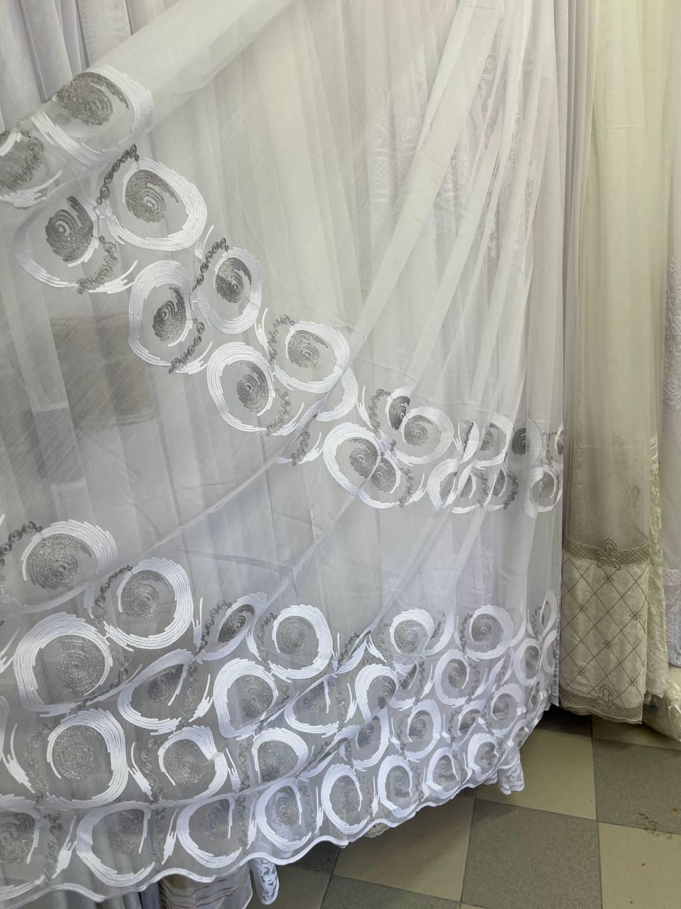 Тюль бамбук заввишки 2,8 м. біла з сірим