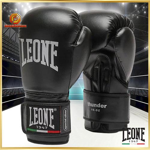 Рукавички боксерські для боксу та єдиноборств професійні оригінальні Leone GN383 THUNDER чорні 14 унцій, фото 1