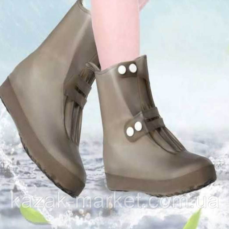 Багаторазові силіконові бахіли для прогулянок у дощовиту погоду для взуття унісекс Чохли бахіли для взуття, фото 1