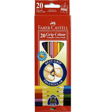 Олівці кольорові Faber_Castell 116520 20цветов трикутні+точилка Jumbo, картонна коробка з підвісом, фото 2