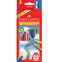 Карандаши цветные Faber_Castell 116510 10цветов треугольные+точилка Junior картонная коробка с подвесом