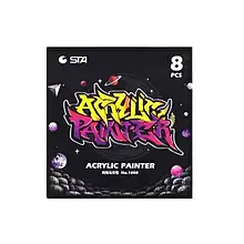 Набір акрилових маркерів Glitter 8 кольорів SТАпреміум (універс.для скла, дерева, тканини, кераміки)