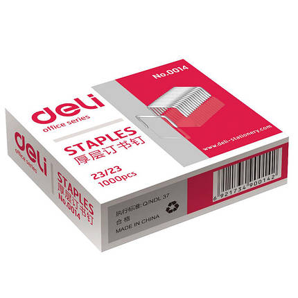 Скоби для степлера Deli 0014Е №23/23 (1000шт/уп), фото 2