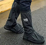 Бахіли для взуття L та XXL Високі бахіли силіконові на взуття від води Багаторазові силіконові бахіли, фото 4