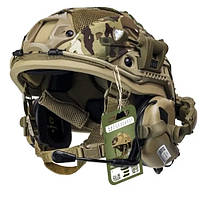 Каска балістичний шолом Fast Premium PE 3A мультикам активні навушники Earmor M32 SE чебурашки та ліхтар M L XL койот