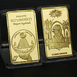 Монета сувенір слиток муляра Ілюмінати "ILLUMINATI Bayern Ingolstadt". 50x28 мм (Масони)