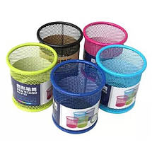 Підставка для ручок Deli 9153 мікс кольорів, кругла, сітка метал, діаметр 91*98 мм, Настільна підставка, фото 2