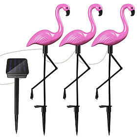 Набір вуличних садових світильників RIAS "Фламінго" на сонячній батареї IP44 3 шт Pink (3_06846)