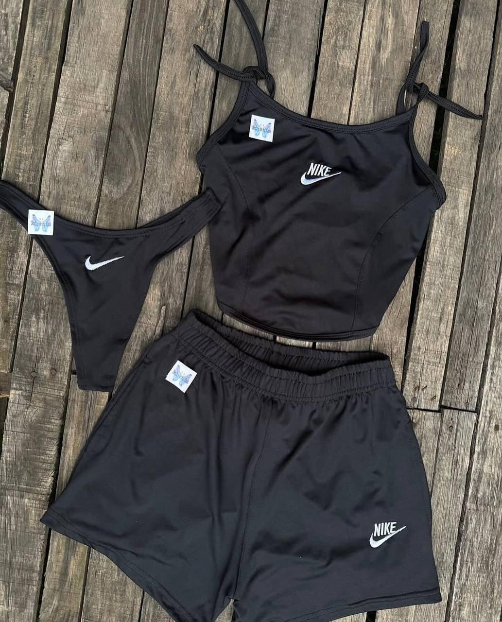 Жіночий комплект 3 в 1 (стрінги+шорти+топ), фото 1