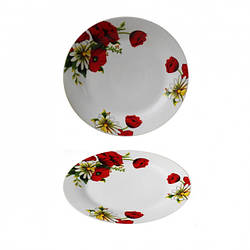 Тарілка дрібна "7" 180 мм фарфорова декор Мак+ромашка Helios 4353