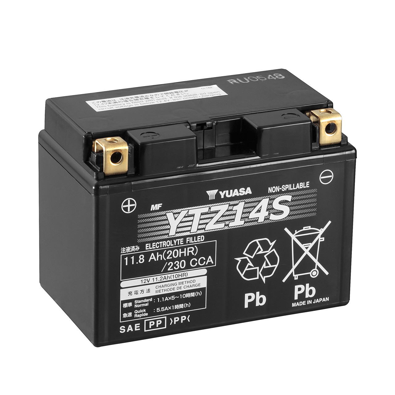 Мотоакумулятор Yuasa High Performance MF VRLA Battery 12В 11.8Ач 230А(EN) L+ YTZ14S(GEL), фото 1