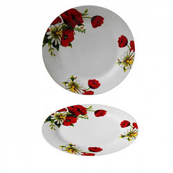 Тарілка дрібна "8" 205 мм фарфорова декор Мак+ромашка Helios 4356