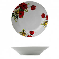 Тарілка супова "8/1" 205 мм декор Мак+ромашка порцелянова Helios 4355