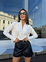 Жіночі шкіряні шорти; Колір: чорний; Розмір: 42-44, 46-48, 50-52 ;