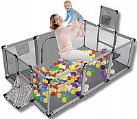 Манеж дитячий ігровий 2в1 230х122 см з кульками 30 шт сірий