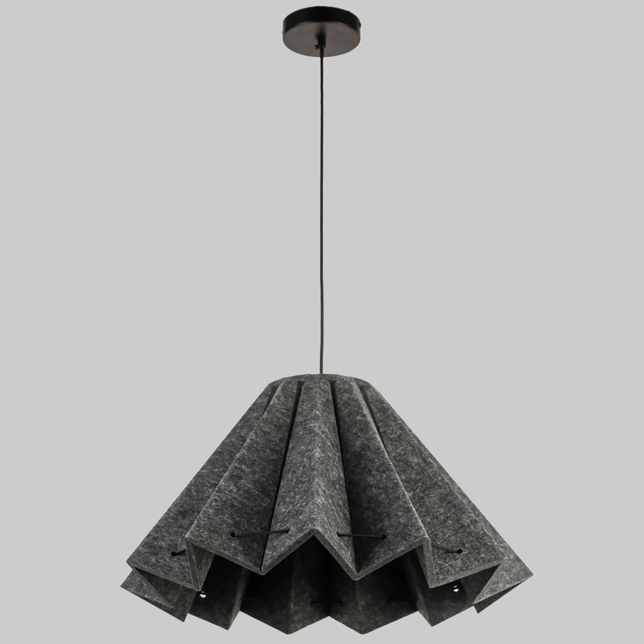 Дизайнерський графітовий 55см підвіс-люстра із фетра (805-2022-1)