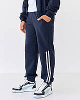 Сині спортивні штани з білими смужками для хлопчика BossKids трикотаж Туреччина розмір 158 см