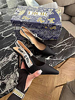 Женские туфли Dior J Adior чёрные элегантные брендовые туфли на каблуке Диор