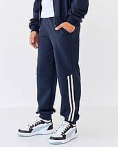 Дитячі спортивні штани хлопчику сині з манжетами трикотаж двонитка BossKids розмір 158 см, фото 2