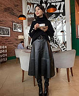 Юбка женская миди эко кожа 42-46, 48-52 аван883-3243