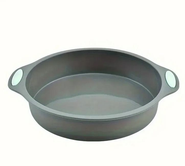 Силіконова форма для пирогів та тортів кругла з ручками 22см SAM-00287 сіра, фото 1