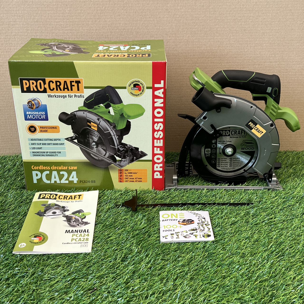 Акумуляторна дискова пилка Procraft PCA24 (165мм диск, 20В) Без АКБ та ЗУ. Безщіткова циркулярка Прокрафт PCA-24, фото 1