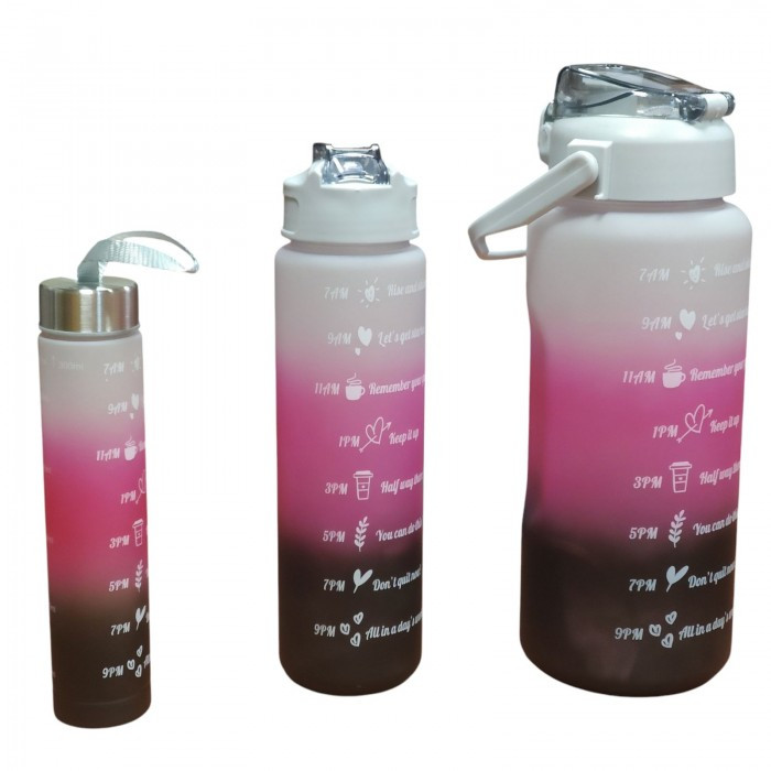 Набір спортивних пляшок для води 3 в 1 об'ємом 300 мл 900 мл 2 л, фото 1