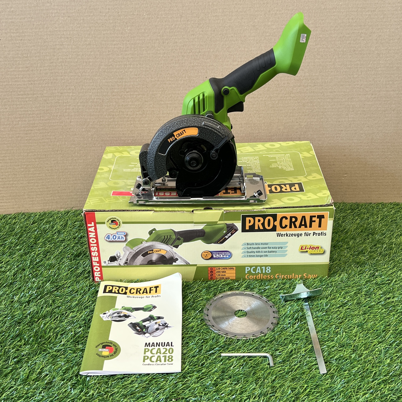 Акумуляторна дискова пилка Procraft PCA18 (120мм диск, 20В) Без АКБ та ЗУ. Безщіткова циркулярка Прокрафт PCA-18, фото 1