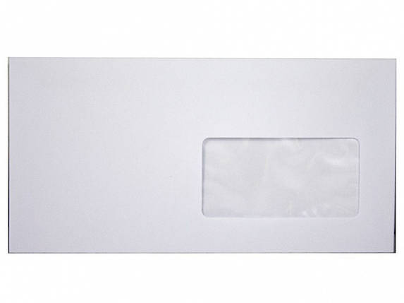 Конверт білий Євро DL (220мм*110мм) * E65 (0+0), 80гр, самокл відривна стрічка, Євро конверт з вікном, фото 1