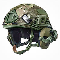 Балістична військова каска Fast AholdTech NIJ 3A Шолом Тактичний із навушниками Walker's кріпленнями чохол