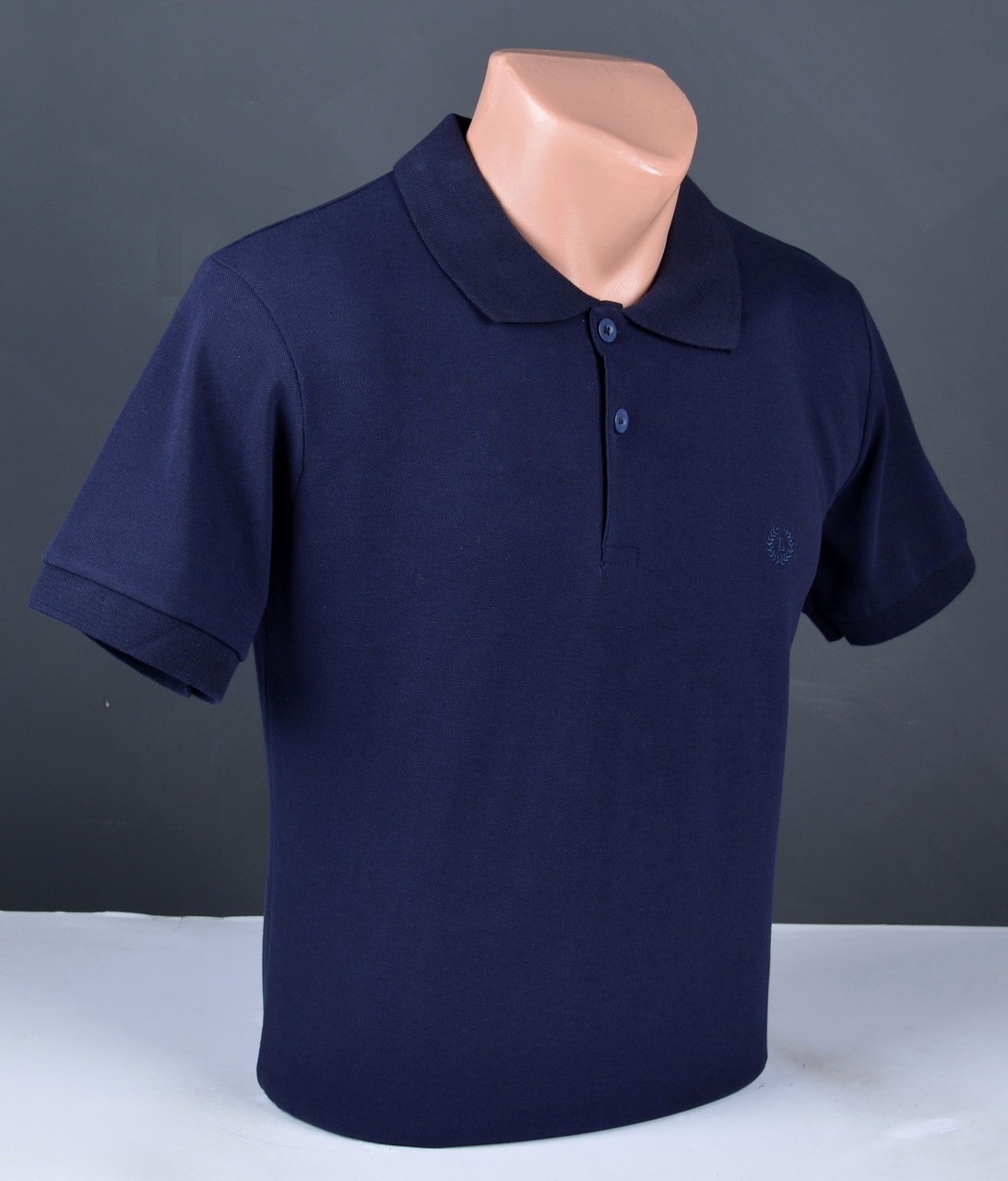 Чоловіча футболка з коміром ПОЛО ВЕЛИКОГО РОЗМІРУ темно-синя Туреччина 2193 Б, фото 1