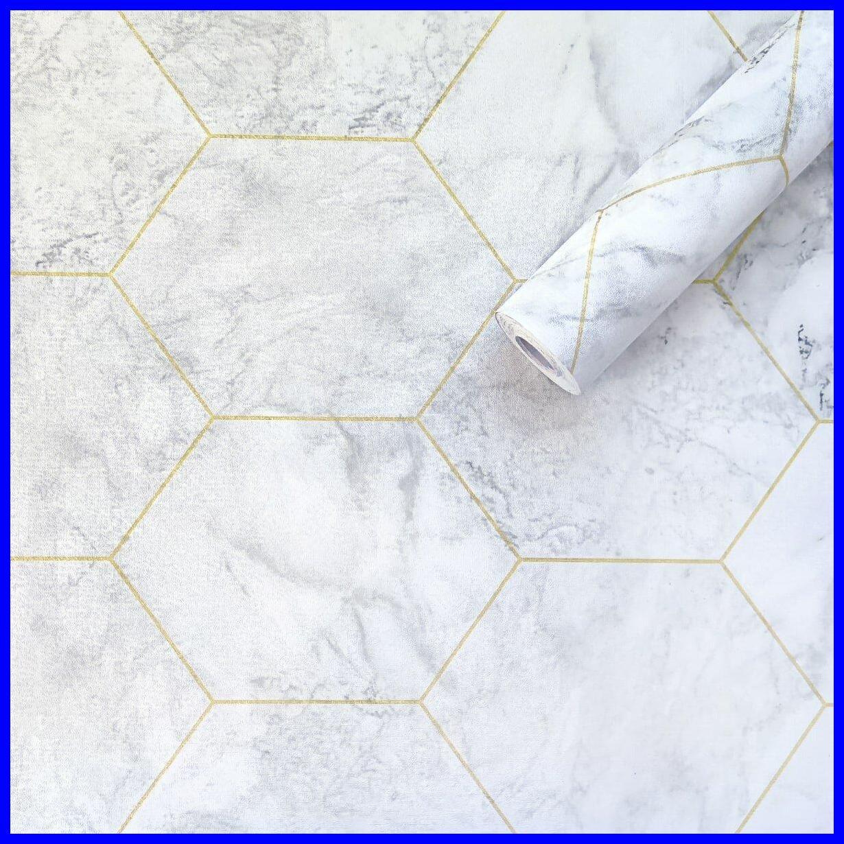 Самоклейка плівка сірий мармур золоті стільники 0,45х10м для меблів та декору інтер'єру, для поклейки та відновлення ST1, фото 1