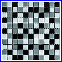 Скляна мозаїка чорно-сіра 298х298 мм для ванної кухні самоклейна плитка декор 3D ефект ST1