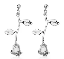 Сережки висюльки біжутерія жіночі "Роза Romantic" Сріблясті