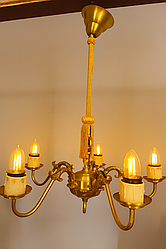 Люстра латунна на 5 ріжків з абажурами / вінтажна / антикварна ✨