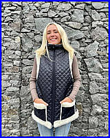 Жилет з овчини, Жилетка з овчини від виробника, Безрукавка на овчині, хутряний жилет з натуральної овчини