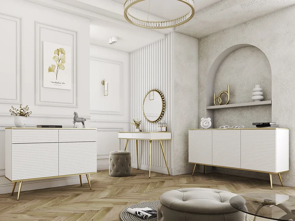 Комплект меблів у вітальню Oro MDF, білий/сірий, фото 1