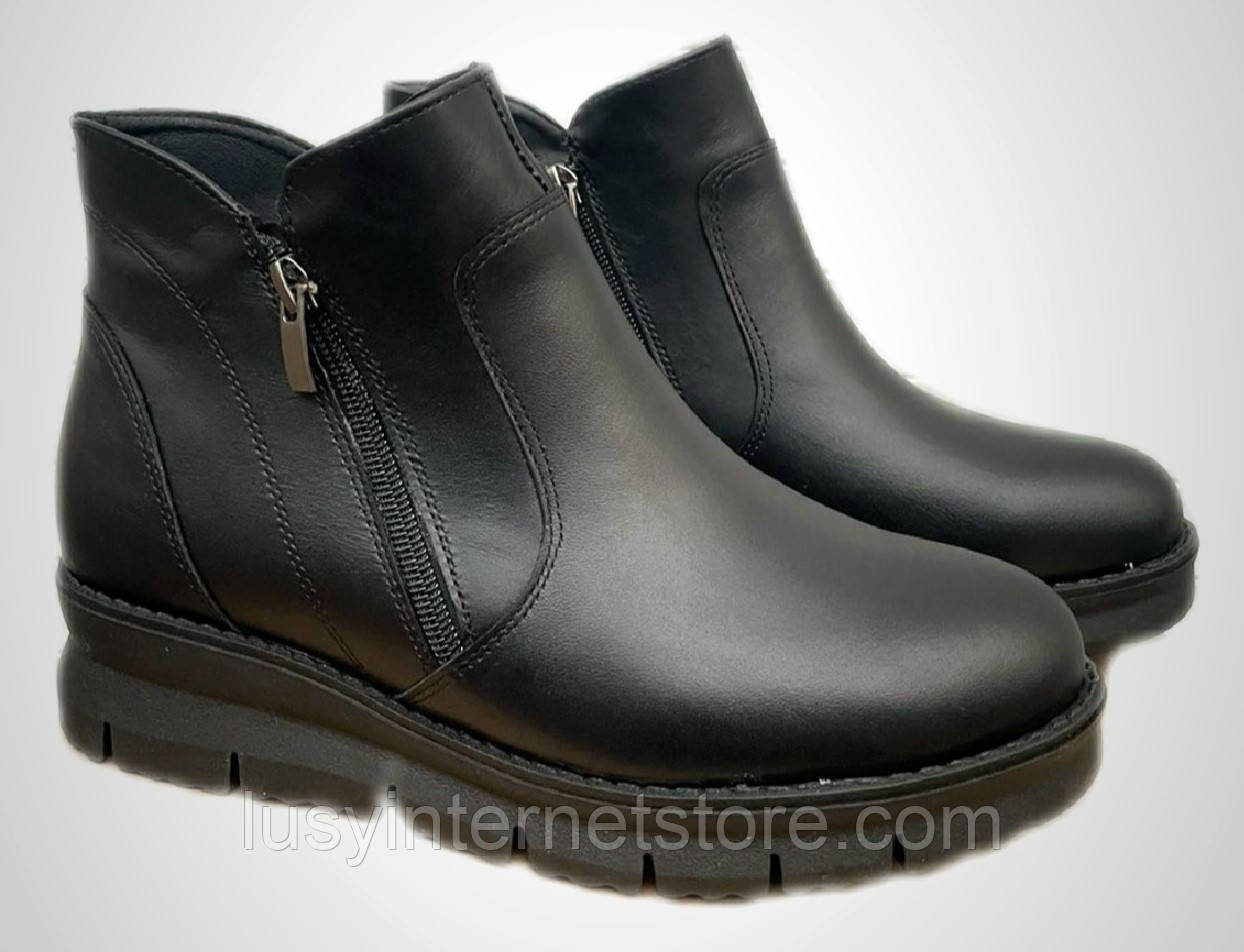 Черевики чорні жіночі зимові великого розміру від виробника модель ЛОН25-2МБ, фото 1