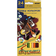 Олівці кольорові Marco 1010-24CB 24цвета D2,9мм шестигранні "Пегашка", картонна коробка з підвісом