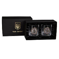 Кришталевий набір для віскі "Національна поліція" – 2 келихи 360 мл зі срібною емблемою, подарунок