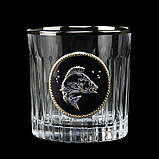 Набір для віскі "Goldfish" – графін 850 мл + 6 келихів, срібна рибка, кришталь з платиною, фото 3