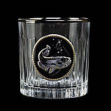 Набір для віскі "Goldfish" – графін 850 мл + 6 келихів, срібна рибка, кришталь з платиною, фото 4