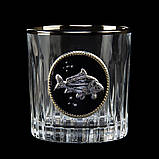 Набір для віскі "Goldfish" – графін 850 мл + 6 келихів, срібна рибка, кришталь з платиною, фото 7