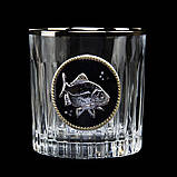 Набір для віскі "Goldfish" – графін 850 мл + 6 келихів, срібна рибка, кришталь з платиною, фото 8