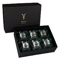 Набір для віскі "Fishermen" – 6 келихів з платиною, подарунок рибалці з срібною символікою