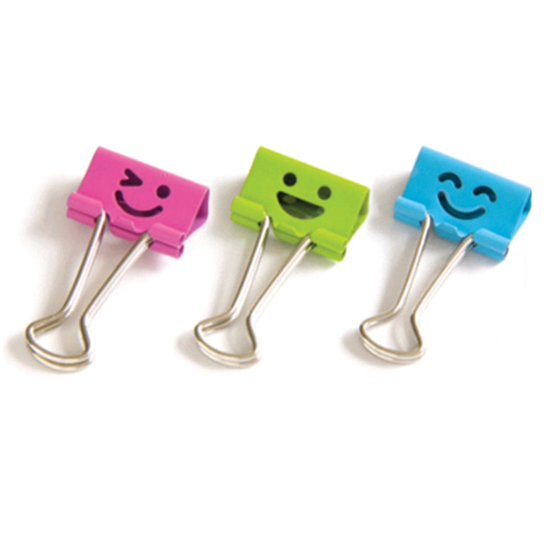 Затиск для паперів Deli 8487 мікс 19мм цв "Смайл"